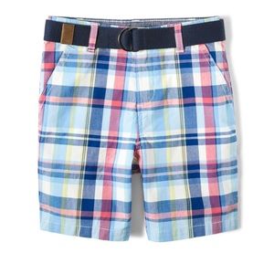 Baby boys Gymboree plaid belted chino shorts. NWT